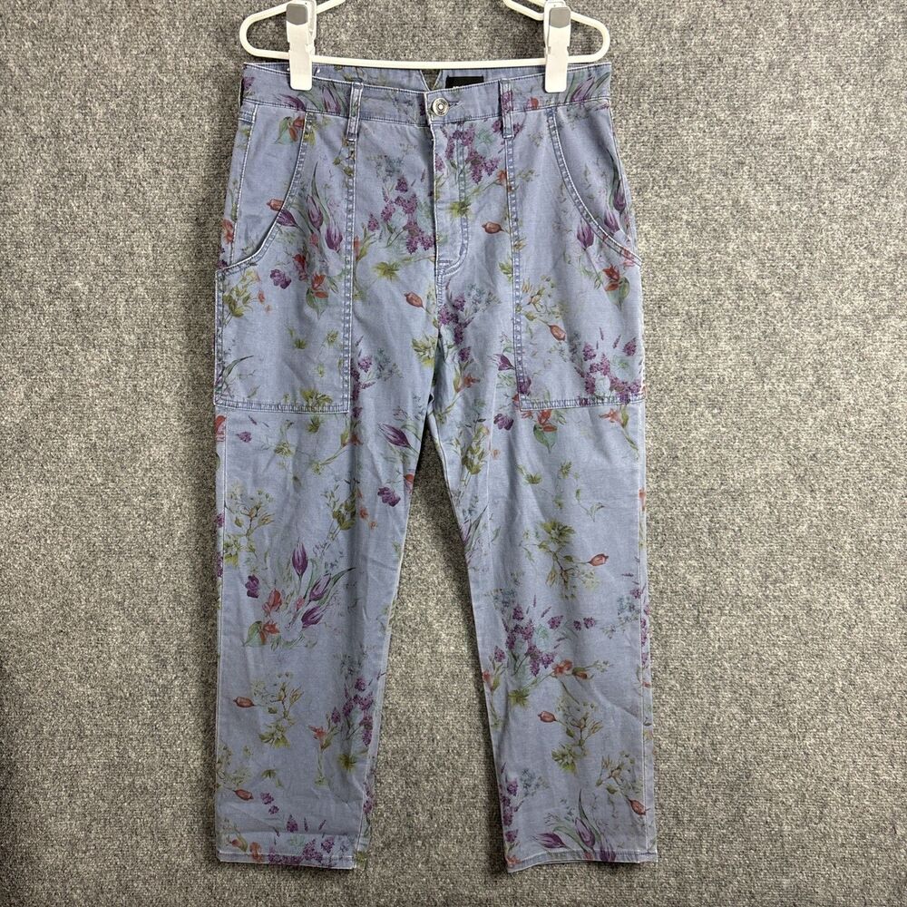 Hudson The Leverage Ankle Cargo  Jeans Womens Size 30 Blue Floral Utility
